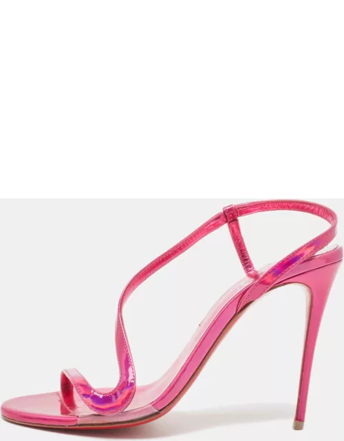Christian Louboutin Pink Iridescent Leather Rosalie Sandal