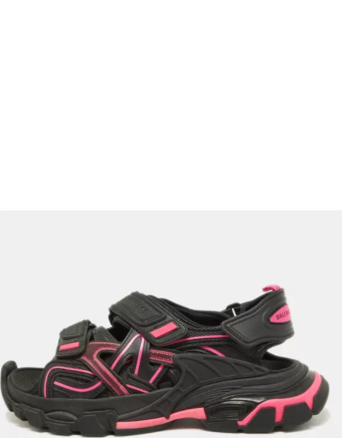 Balenciaga Black/Pink Leather Track Sandal