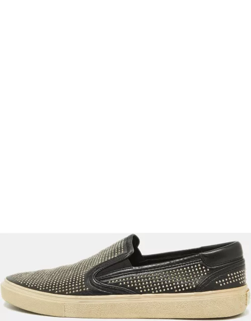 Saint Laurent Black Studded Leather Slip On Sneaker