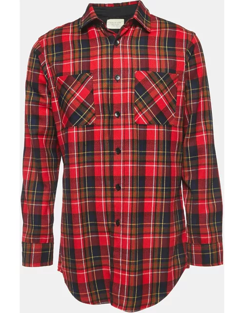 Fear of God Red Plaid Cotton Button Front Full Sleeve Shirt