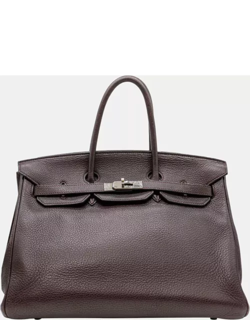 Hermès Birkin 35 in Raisin Clemence Leather with PHW Bag