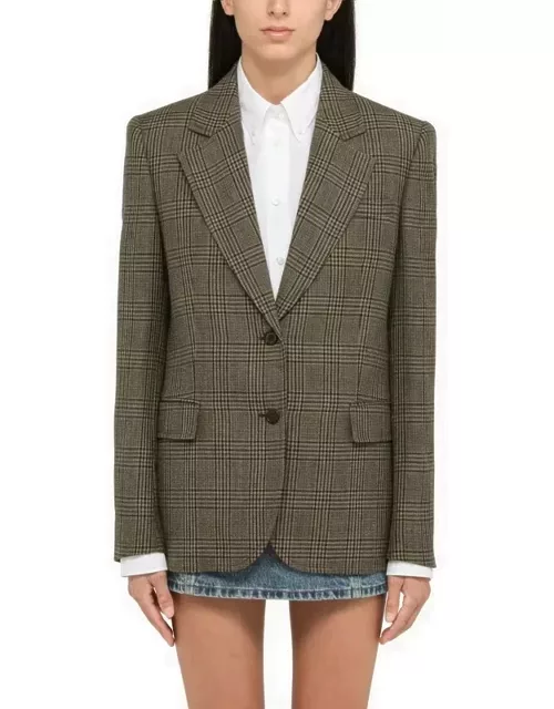 Single-breasted check wool jacket
