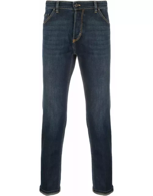Low-rise stretch-cotton tapered jean