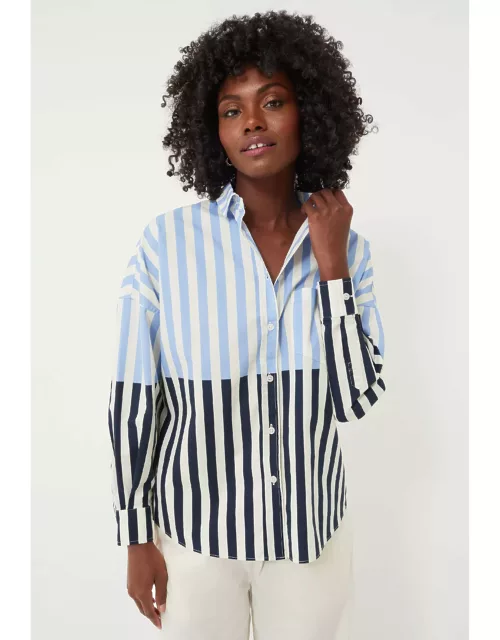 Navy and Azure Chiara Combination Stripe Shirt