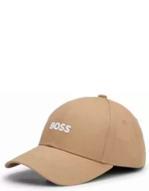 Cotton-twill six-panel cap with embroidered logo- Beige Men's Spring Outift