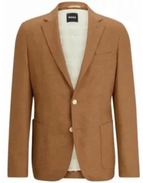 Slim-fit single-breasted jacket in stretch material- Beige Men's Sport Coat