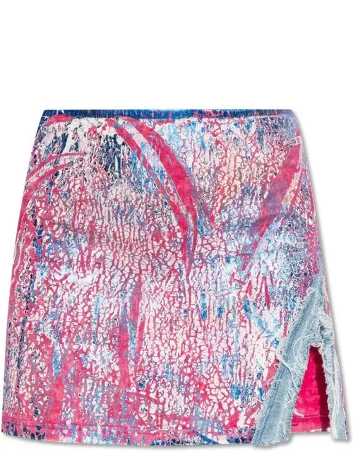 Diesel Abstract Printed Distressed Mini Skirt