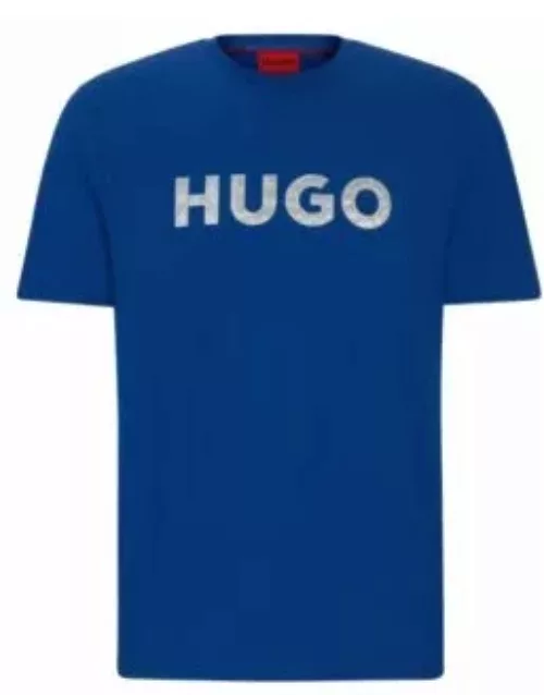 Cotton-jersey T-shirt with 3D logo- Blue Men's T-Shirt