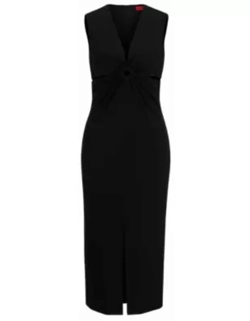 Sleeveless midi dress with cut-outs and ring detail- Black Women's Day Dresse