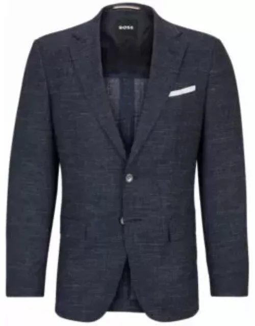 Slim-fit jacket in a patterned wool blend- Dark Blue Men's Sport Coat