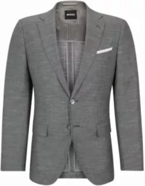 Slim-fit jacket in a patterned wool blend- Silver Men's Sport Coat