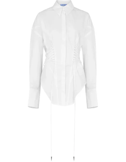 Mugler Lace-up Corset Cotton-poplin Shirt - White - 38 (UK10 / S)