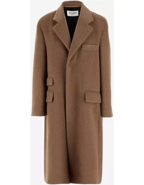 Saint Laurent Virgin Wool And Angora Single-breasted Coat