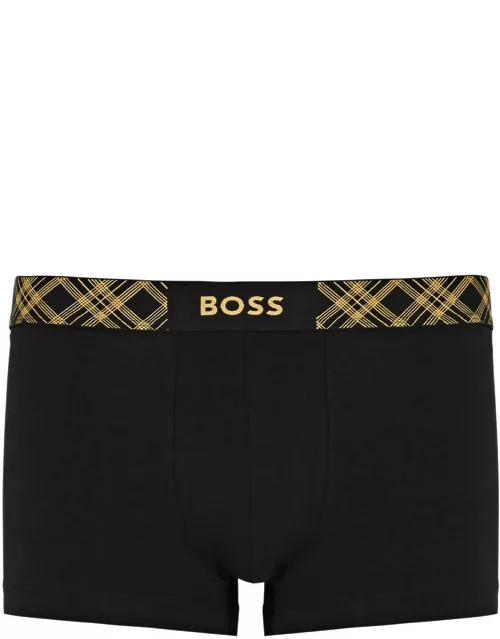 Boss Logo-jacquard Stretch-cotton Trunks and Socks set - Black