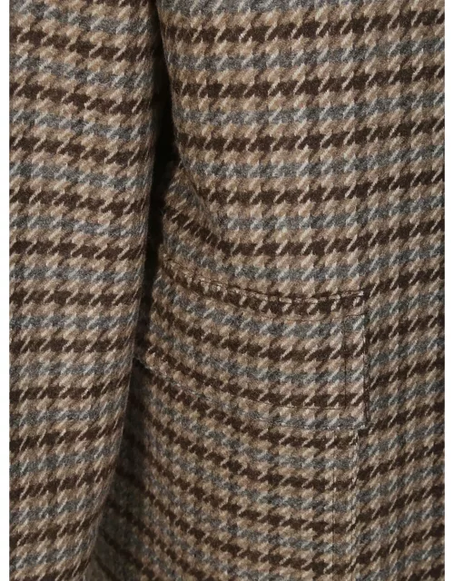 Tagliatore Houndstooth Patterned Mid-length Coat