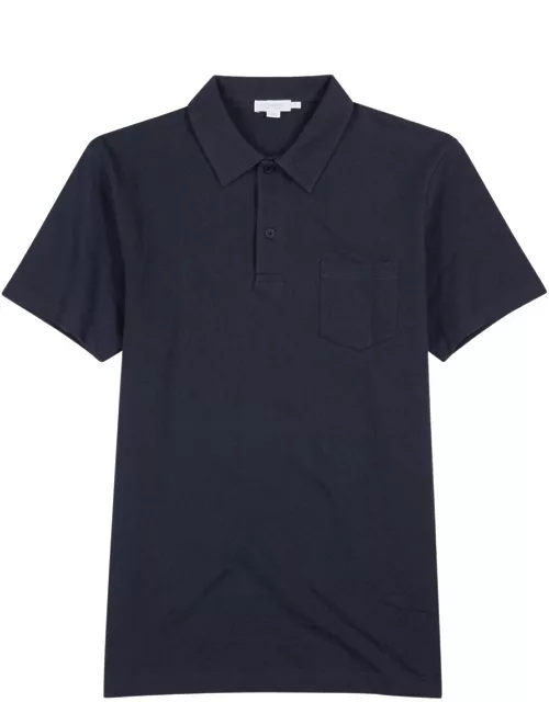 Sunspel Riviera Cotton-mesh Polo Shirt - Navy