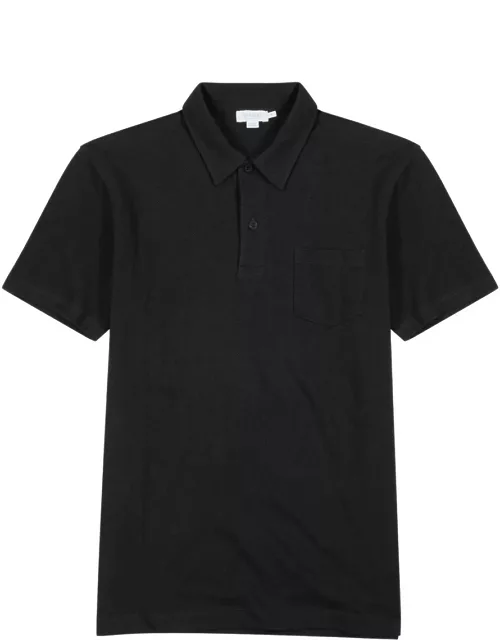 Sunspel Riviera Cotton-mesh Polo Shirt - Black