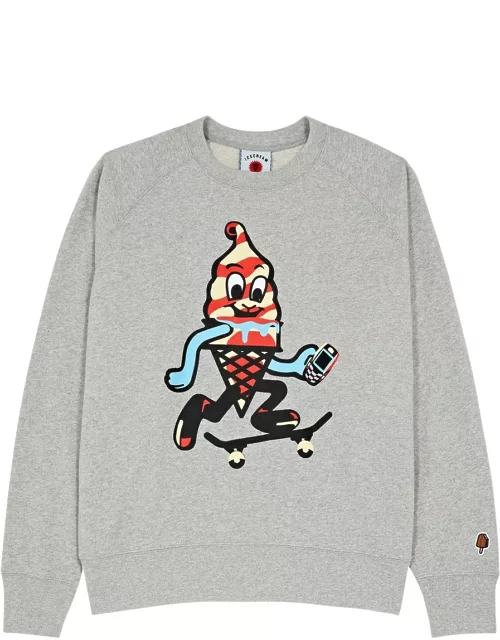 Ice Cream Skate Cone Printed Cotton Sweatshirt - Grey