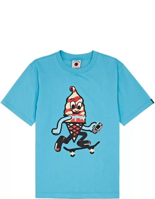Ice Cream Skate Cone Printed Cotton T-shirt - Blue