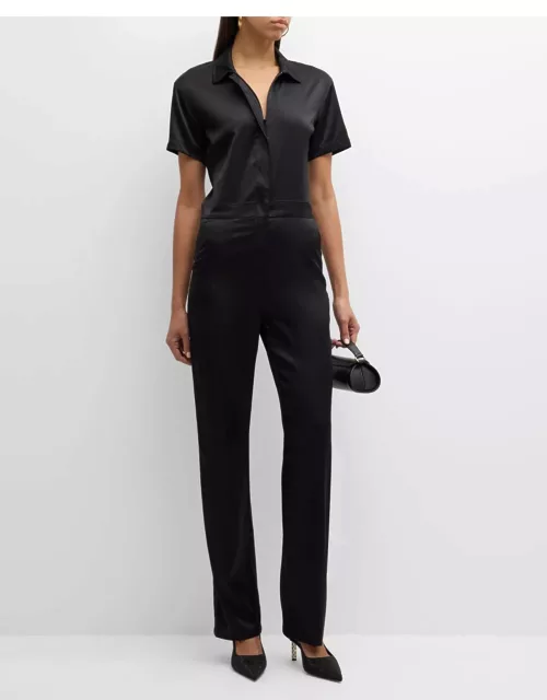 Icon Silk Short-Sleeve Jumpsuit