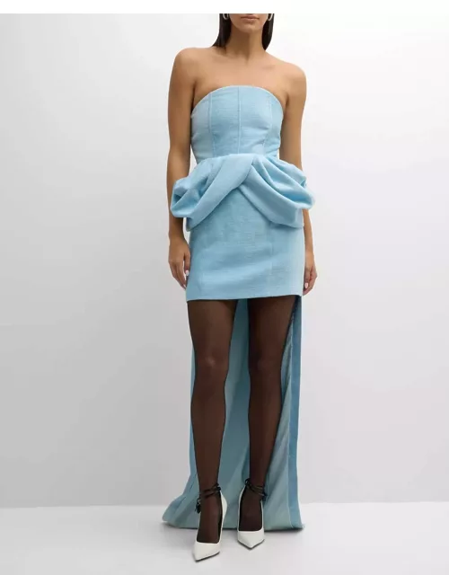 Denysia Bustle High-Low Bustier Mini Dres