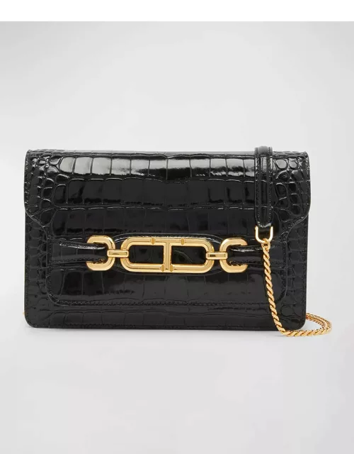 Whitney Small Shoulder Bag in Stamped Croc Leather