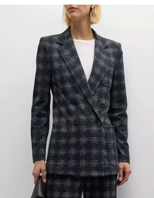 Double-Breasted Check Jacquard Blazer