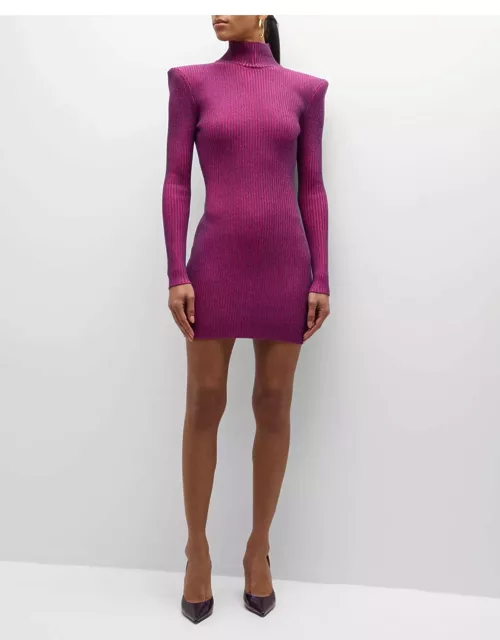 Moda Rib-Knit Turtleneck Mini Dres