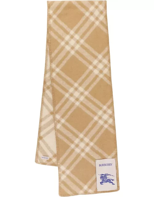 Burberry Archive Beige Wool Scarf With Vintage Check Pattern