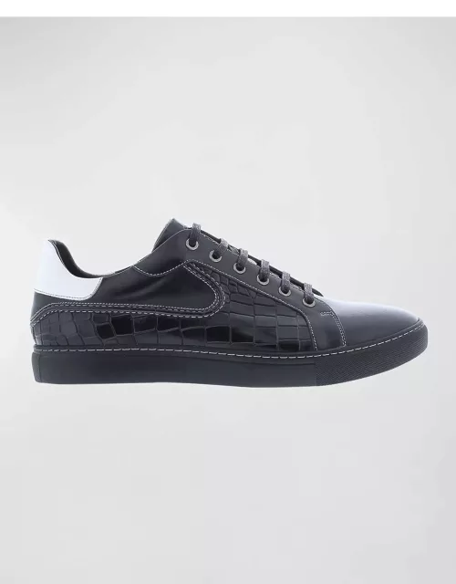 Men's Uffizi Croc-Effect Leather Low-Top Sneaker