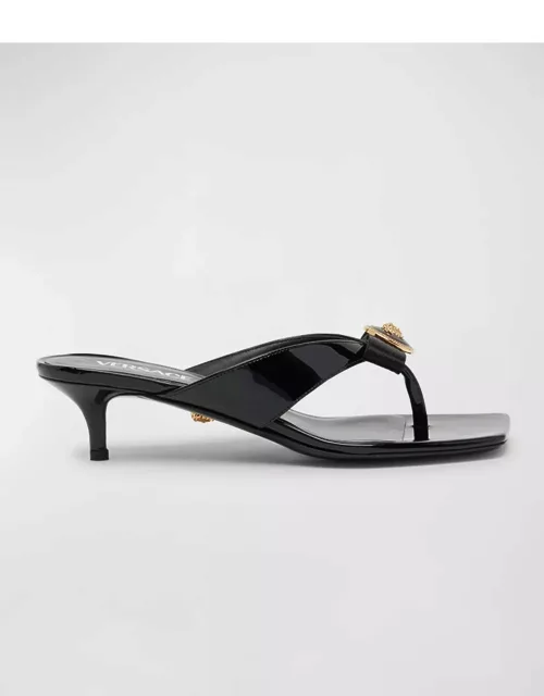 Gianni Patent Bow Thong Sandal