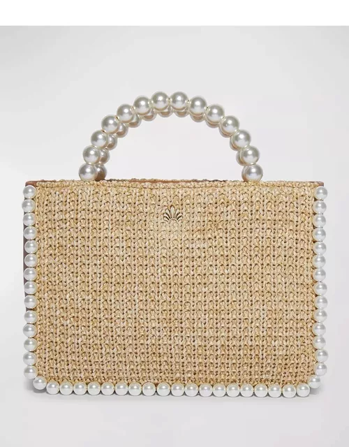 Maya Mini Pearly Straw Tote Bag