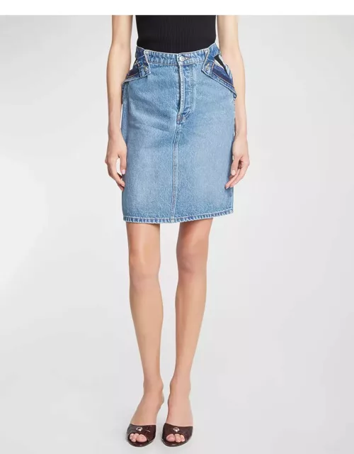 Hip Cutout Denim Mini Skirt