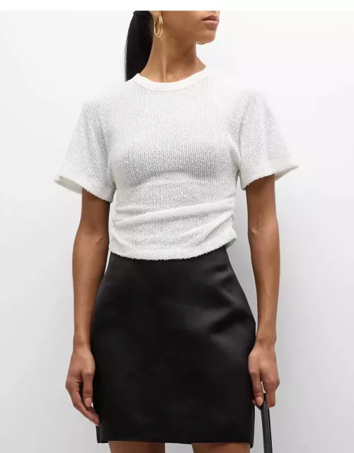 Taylor Short-Sleeve Sequin Crop Top