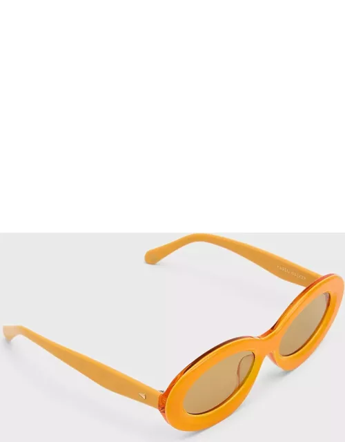 Monochrome Acetate Oval Sunglasse