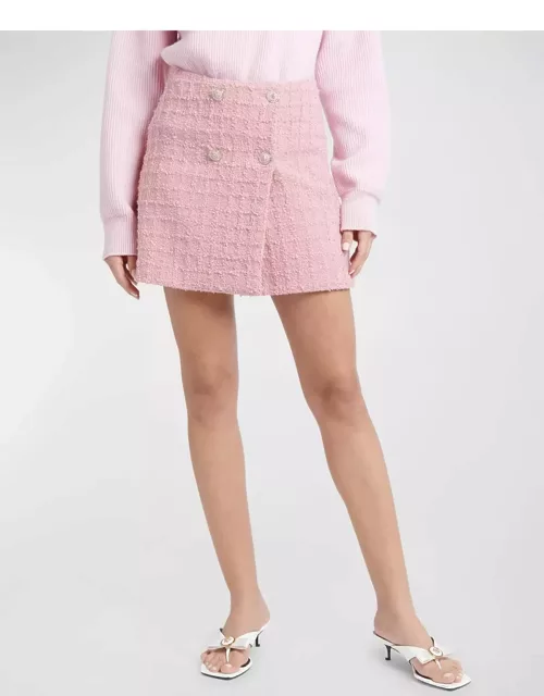 Heritage Textured Tweed Medusa Double-Breasted Mini Skirt