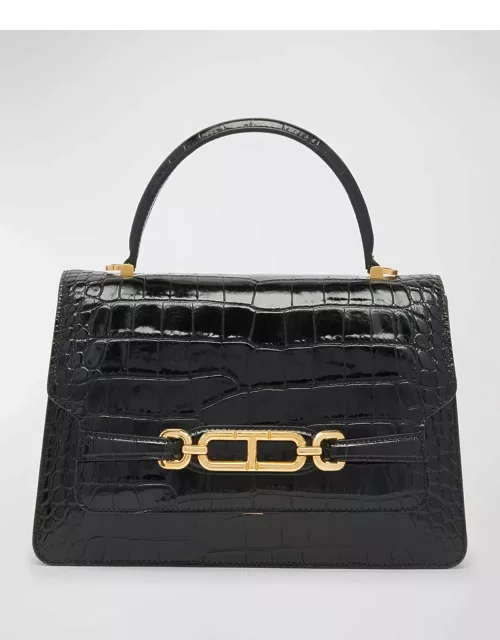Whitney Medium Top Handle in Stamped Croc Leather