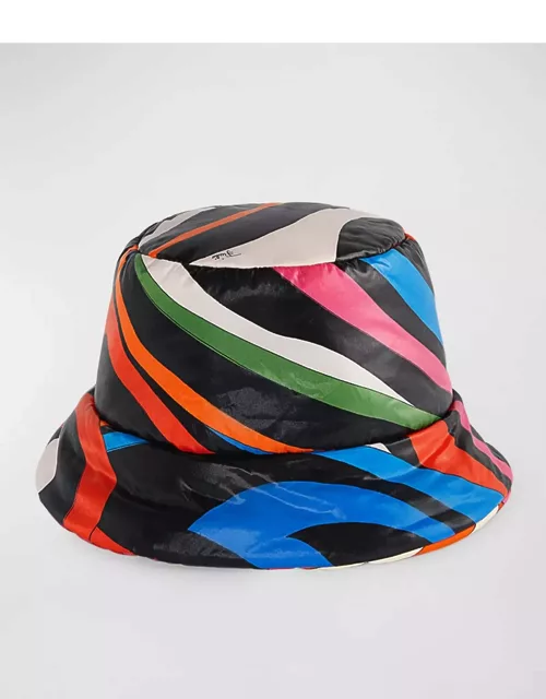 Patterned Nylon & Silk Twill Bucket Hat