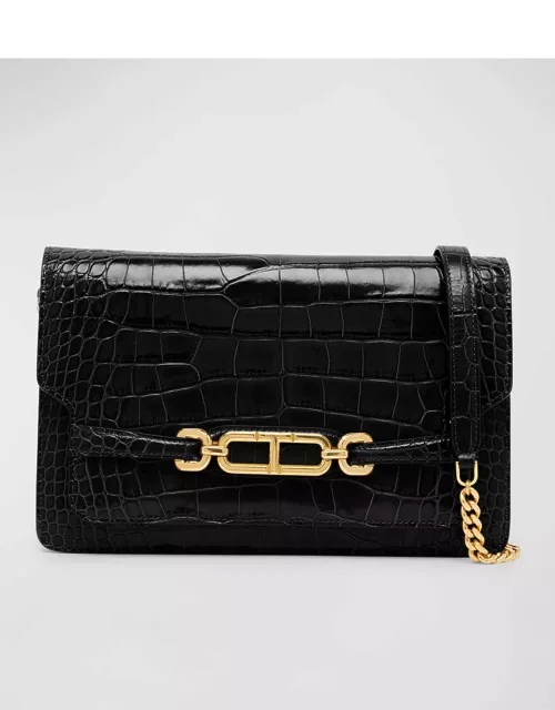 Whitney Medium Shoulder Bag in Stamped Croc Leather