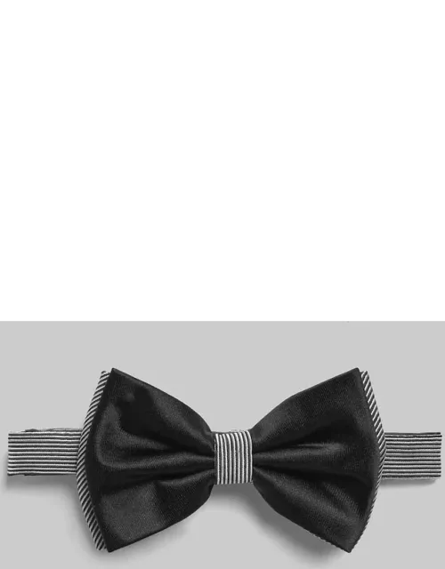 JoS. A. Bank Men's Layered Stripe Pre-Tied Bow Tie, Silver, One