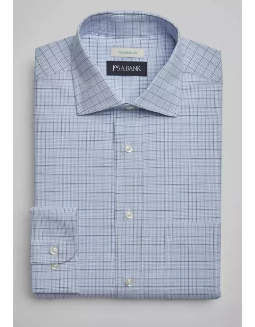 JoS. A. Bank Men's Tailored Fit Classic Check Dress Shirt, Blue, 16 1/2 34