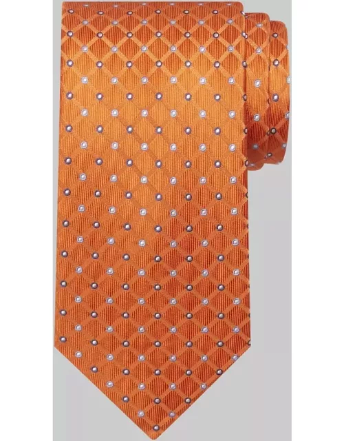 JoS. A. Bank Men's Traveler Collection Dots and Squares Tie - Long, Orange, LONG