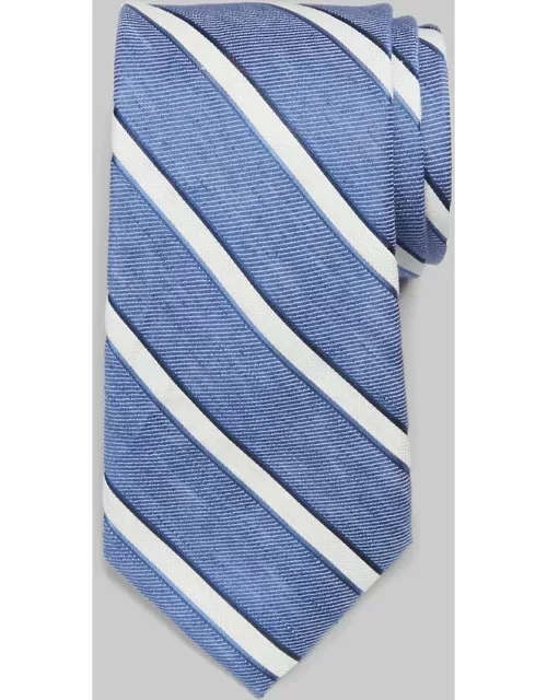 JoS. A. Bank Men's Reserve Collection Linen-Silk Stripe Tie, Dark Blue, One