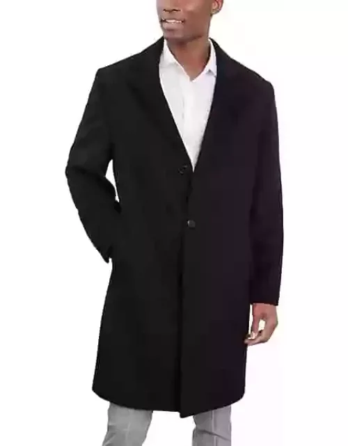 London Fog Men's Classic Fit Topcoat Black Solid