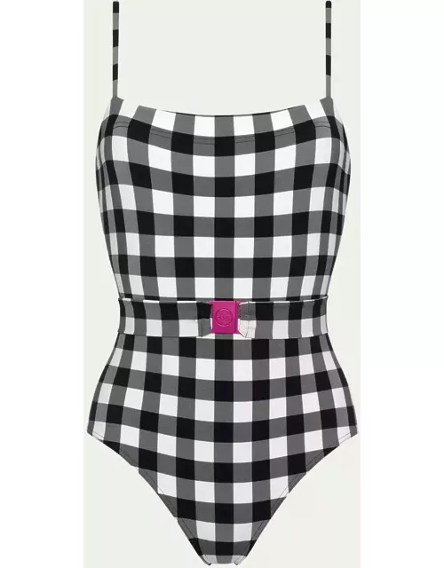 Prisme Gingham Belted One-Piece Swimsuit
