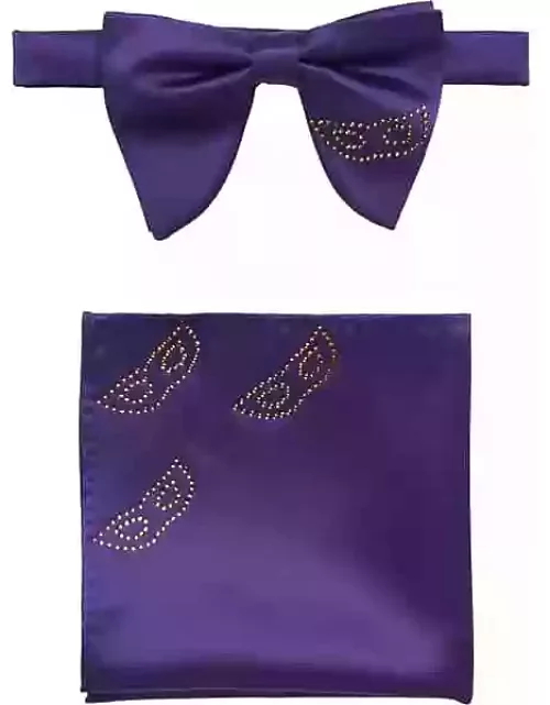 Egara Men's Pre-Tied Bow Tie and Pocket Square Set Purple