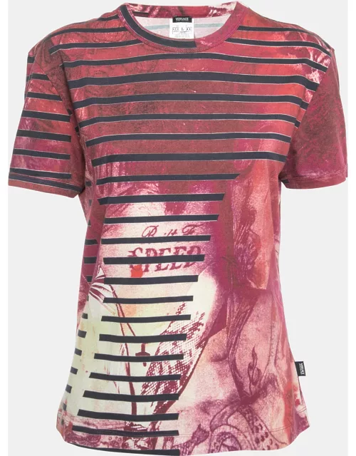 Versace Jeans Couture Pink All-Over Print stretch Cotton Short Sleeve T-Shirt