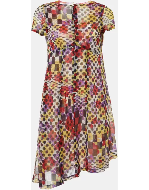 Comme Des Garçons Multicolor Printed Tulle & Silk Midi Dress