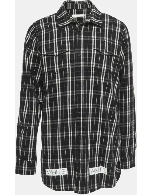 Off-White Black Plaid Cotton Button Front Full Sleeve Shirt