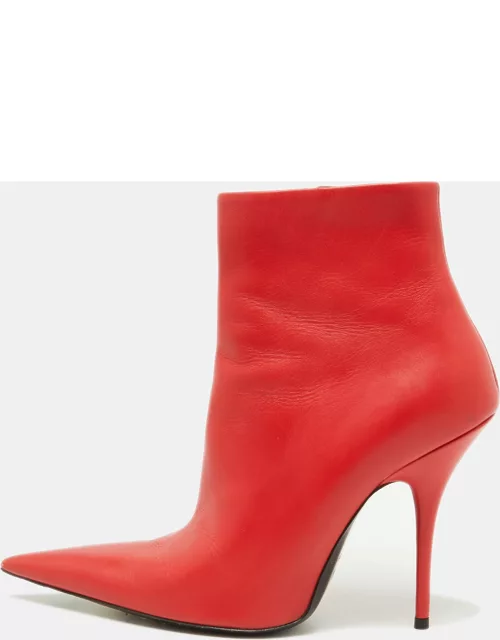 Balenciaga Red Leather Knife Ankle Bootie